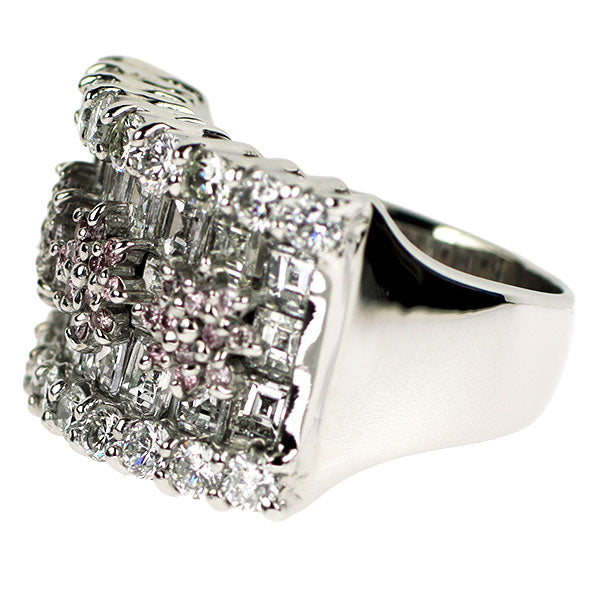 Pt900 天然ピンク/カラーレス ダイヤモンド リング 4.53ct