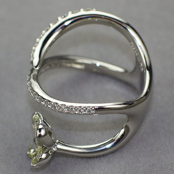 小寺智子 Pt900 ダイヤモンド リング YD0.75ct D0.44ct 蝶 春が動き出す