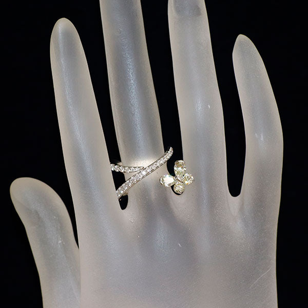 小寺智子 Pt900 ダイヤモンド リング YD0.75ct D0.44ct 蝶 春が動き出す