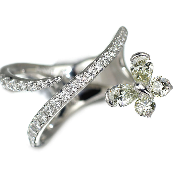 小寺智子 Pt900 ダイヤモンド リング YD0.75ct D0.44ct 蝶 春が動き出す
