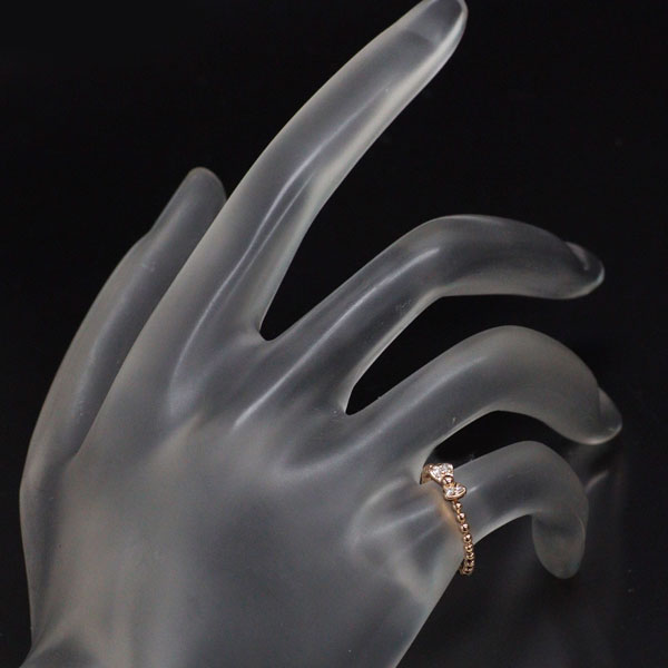 K18PG ダイヤモンド リング 0.03ct リボン ピンキー