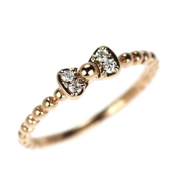 K18PG ダイヤモンド リング 0.03ct リボン ピンキー