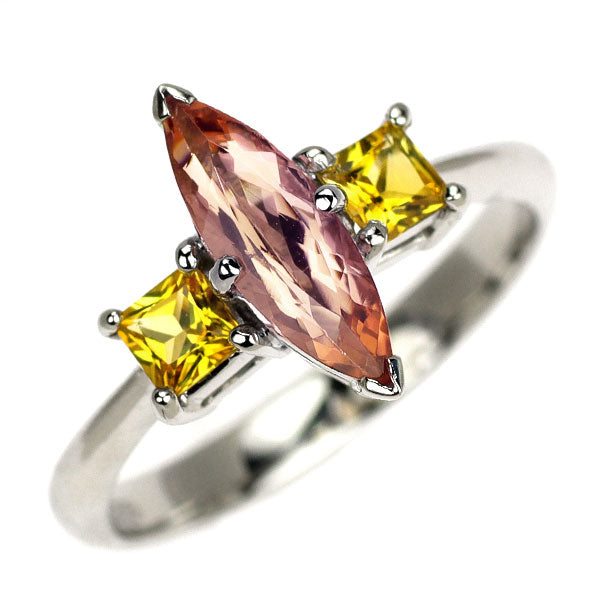 Pt900 インペリアルトパーズ イエローサファイア リング 0.737ct YS0.429ct