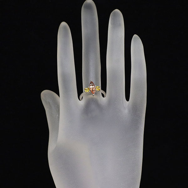 Pt900 インペリアルトパーズ イエローサファイア リング 0.737ct YS0.429ct