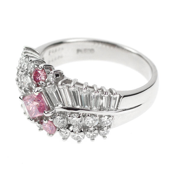 希少 Pt900 天然ピンク/カラーレス ダイヤモンド リング 0.54ct FIPP I1 / I2 D1.17ct