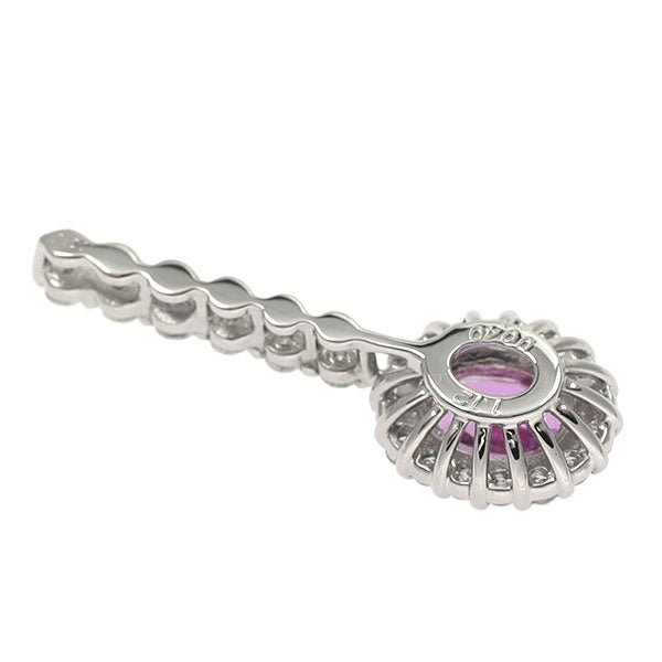 Pt900 ピンクサファイア ダイヤモンド ペンダントトップ 1.12ct D0.40ct