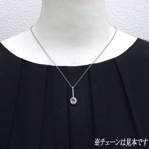 Pt900 ピンクサファイア ダイヤモンド ペンダントトップ 1.12ct D0.40ct