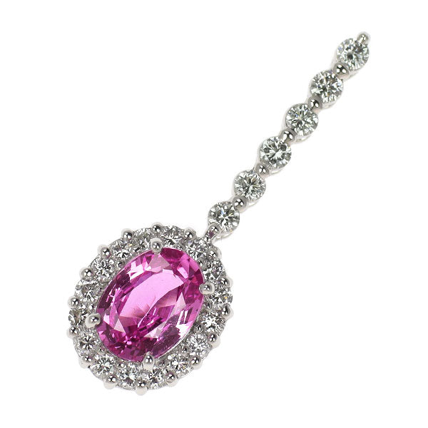 Pt900 ピンクサファイア ダイヤモンド ペンダントトップ 1.12ct D0.40ct