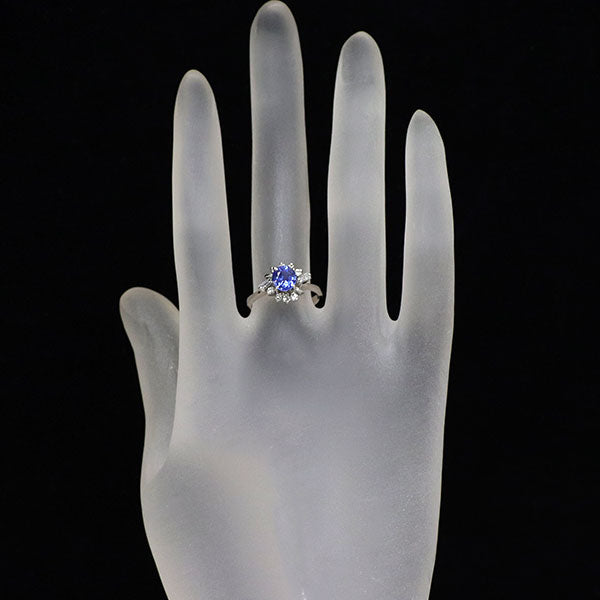 Pt900 サファイア ダイヤモンド リング 0.95ct D0.24ct
