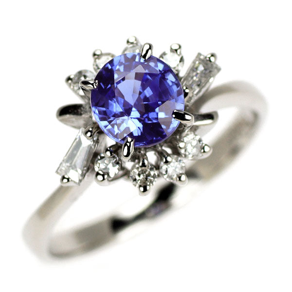Pt900 サファイア ダイヤモンド リング 0.95ct D0.24ct