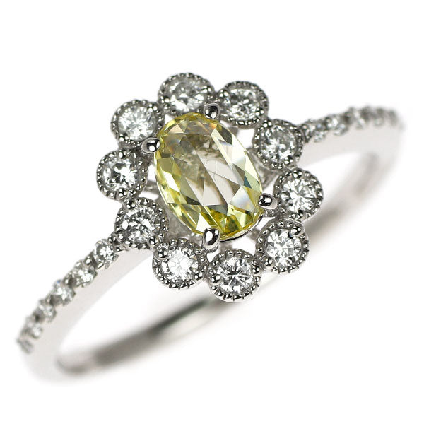 Pt900 オーバルローズカット ダイヤモンド リング 0.362ct D0.20ct