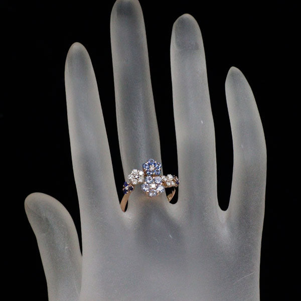 セイレーンアズーロ K18PG サファイア ダイヤモンド リング 0.93ct D0.34ct フラワー