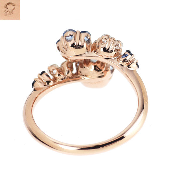 セイレーンアズーロ K18PG サファイア ダイヤモンド リング 0.93ct D0.34ct フラワー