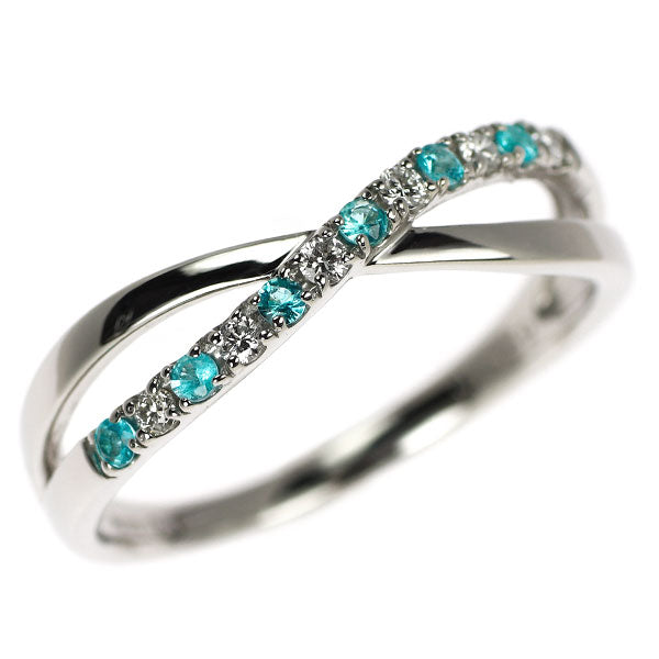 Pt900 パライバトルマリン ダイヤモンド リング 0.10ct D0.09ct