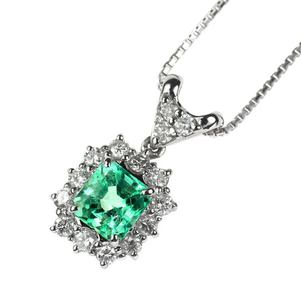Pt900/ Pt850 エメラルド ダイヤモンド ペンダントネックレス 1.05ct 0.50ct