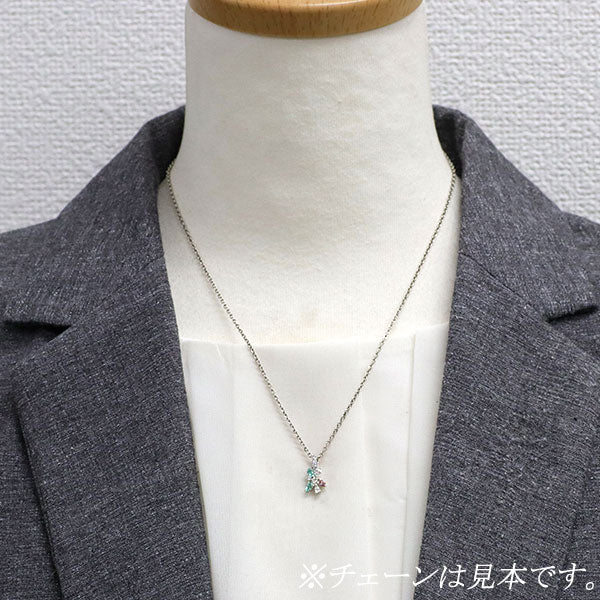 K18WG パライバトルマリン 天然ピンク/カラーレスダイヤ ペンダントトップ PD0.13ct D0.15ct