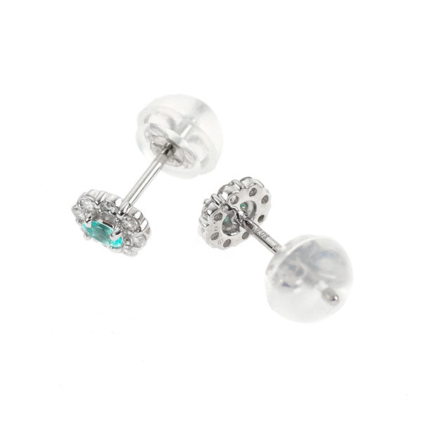 希少 Pt950/ Pt900 パライバトルマリン ダイヤモンド ピアス 0.06ct D0.12ct