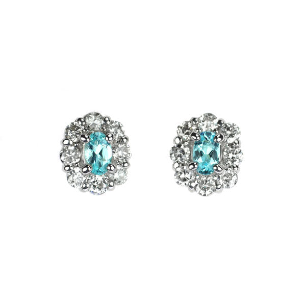 希少 Pt950/ Pt900 パライバトルマリン ダイヤモンド ピアス 0.06ct D0.12ct