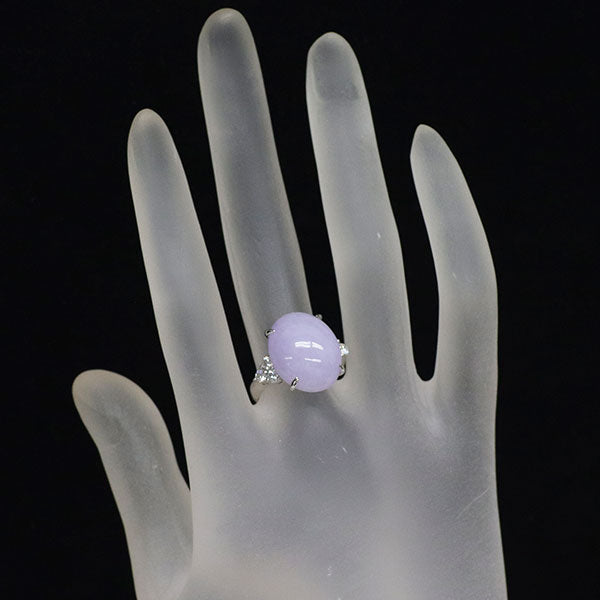 Pt900 ラベンダー 翡翠 ダイヤモンド リング 14.00ct D0.36ct