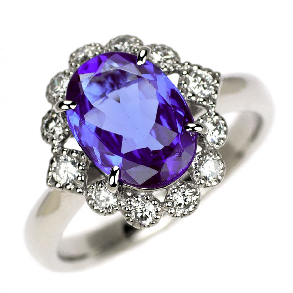 Pt900 タンザナイト ダイヤモンド リング 2.060ct D0.33ct