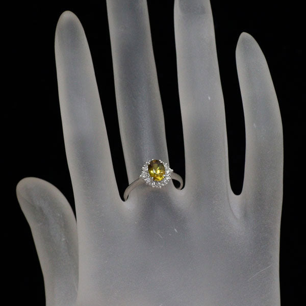 Pt900 スフェーン ダイヤモンド リング 0.96ct D0.25ct