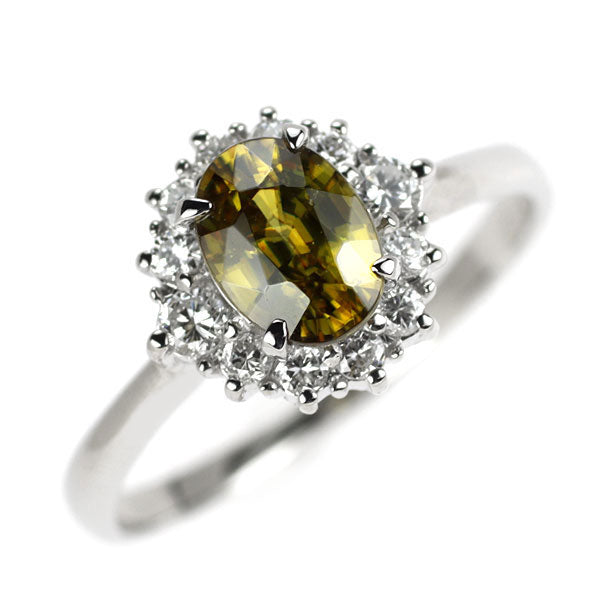 Pt900 スフェーン ダイヤモンド リング 0.96ct D0.25ct