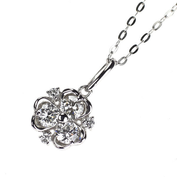 Pt900/ Pt850 ダイヤモンド ペンダントネックレス 0.50ct クローバー
