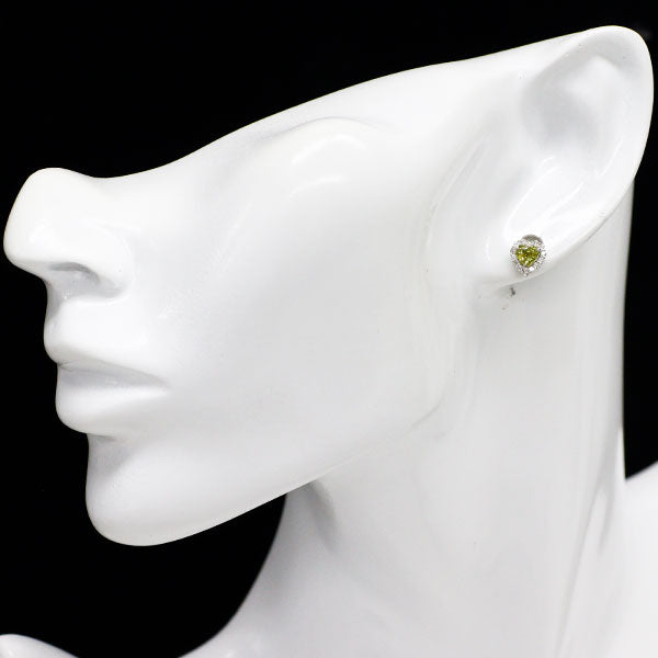 Pt950/Pt900 ハートシェイプ イエローサファイア ダイヤモンド ピアス 0.86ct D0.20ct