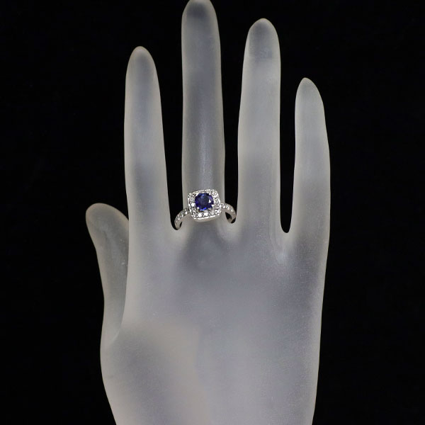 K18WG サファイア ダイヤモンド リング 1.175ct D0.61ct