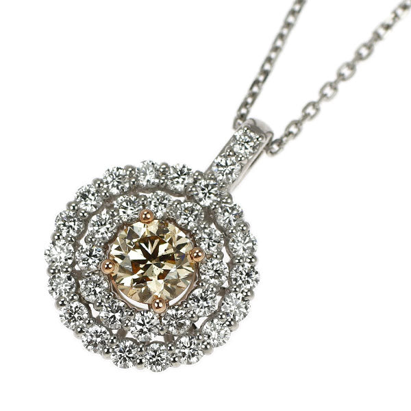 Pt900/K18PG/ Pt850 ダイヤモンド ペンダントネックレス 0.502ct D0.39ct