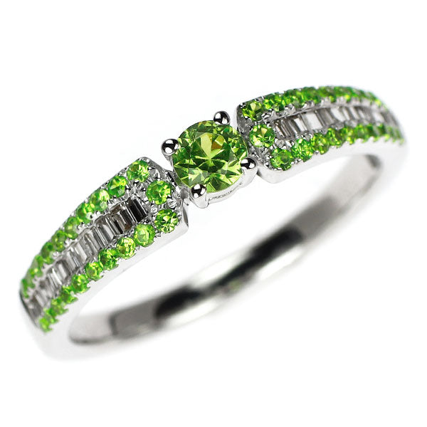 希少 K18WG デマントイドガーネット ダイヤモンド リング 0.20ct D0.10ct G0.27ct