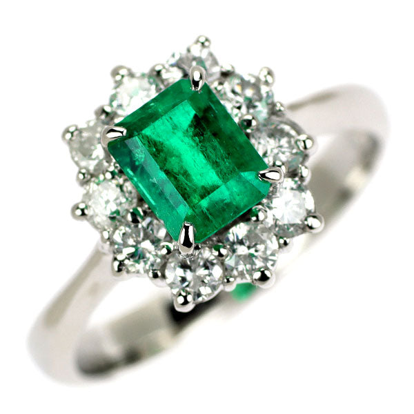 Pt900 エメラルド ダイヤモンド リング 0.73ct D0.55ct
