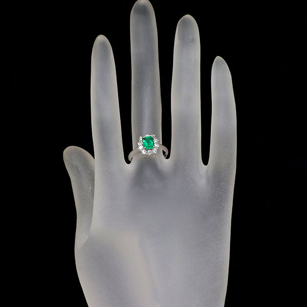 Pt900 エメラルド ダイヤモンド リング 0.73ct D0.55ct