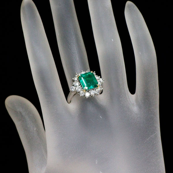 Pt900/K18YG エメラルド ダイヤモンド リング 2.37ct D1.58ct