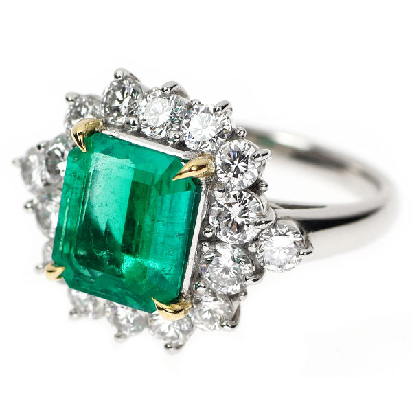 Pt900/K18YG エメラルド ダイヤモンド リング 2.37ct D1.58ct