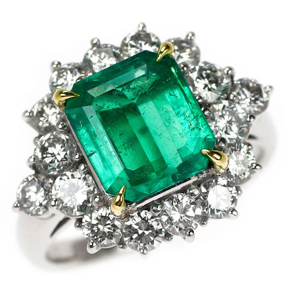 Pt900/K18YG エメラルド ダイヤモンド リング 2.37ct D1.58ct