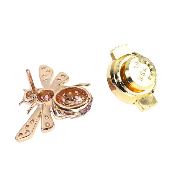 K18PG ピンクサファイア ダイヤモンド ピンブローチ 0.18ct D0.18ct 蜂