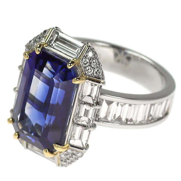Pt900/K18YG スリランカ産 サファイア ダイヤモンド リング 9.330ct D2.71ct