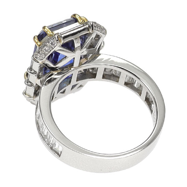 Pt900/K18YG スリランカ産 サファイア ダイヤモンド リング 9.330ct D2.71ct