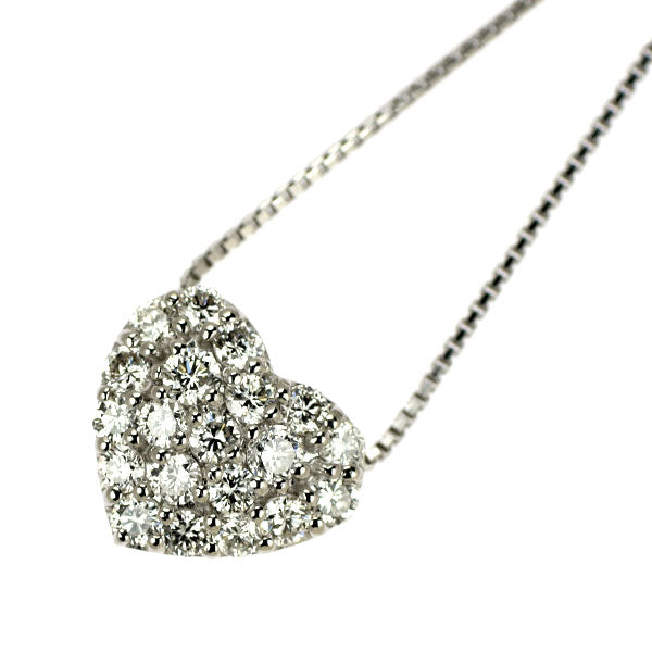 ポンテヴェキオ K18WG ダイヤモンド ペンダントネックレス 0.60ct チェーン社外 ハート  パヴェ