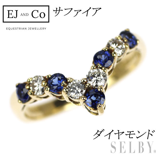 EJ＆CO K18YG サファイア ダイヤモンド リング V字
