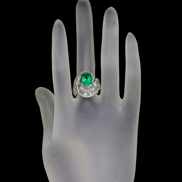 Pt900 エメラルド ダイヤモンド リング 3.11ct D1.58ct