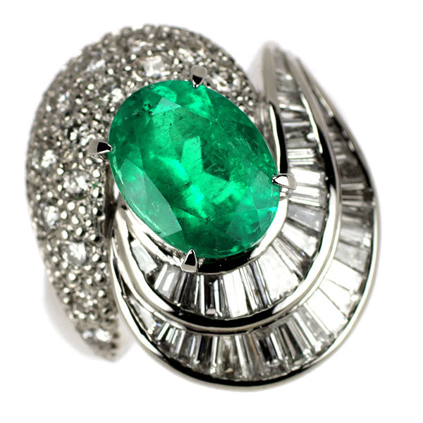 Pt900 エメラルド ダイヤモンド リング 3.11ct D1.58ct