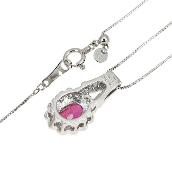 Pt900/ Pt850 非加熱 オーバルシェイプ ルビー ダイヤモンド ペンダントネックレス 0.99ct D0.40ct