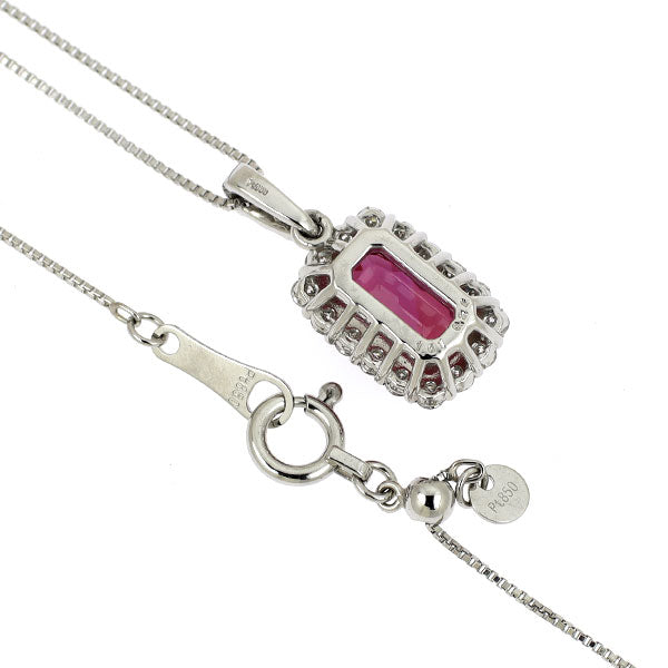 Pt900/ Pt850 非加熱ルビー ダイヤモンド ペンダントネックレス 1.01ct D0.24ct