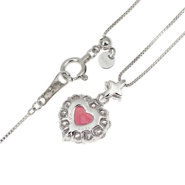 Pt900/ Pt850 ハートシェイプ 非加熱ルビー ダイヤモンド ペンダントネックレス 1.00ct D0.39ct