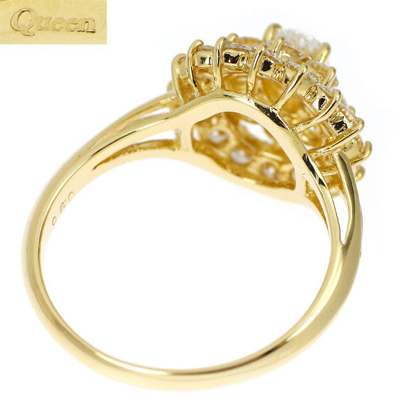 クイーン K18YG オーバルカット ダイヤモンド  リング 0.32ct D0.96ct 《セルビー銀座店》【中古】