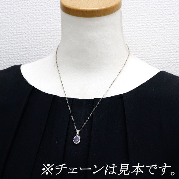 Pt900 ブラックオパール ダイヤモンド ペンダントトップ 0.68ct D0.52ct