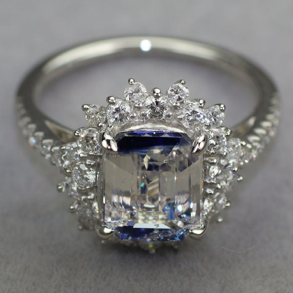 Pt900 スリランカ産非加熱バイカラーサファイア ダイヤモンド リング 2.53ct D0.65ct