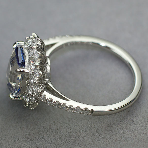 Pt900 スリランカ産非加熱バイカラーサファイア ダイヤモンド リング 2.53ct D0.65ct